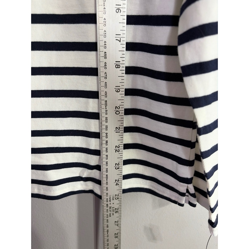 Talbots Women's Navy White Striped Owl Applique Cotton Long Sleeve Top L NEW - Picture 6 of 9